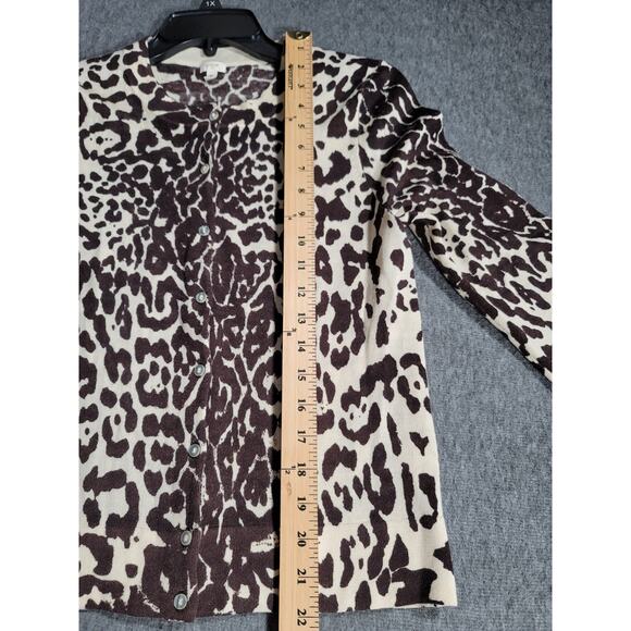 J.Crew Leopard Print Teddie Wool Sweater Cardigan Button Front Long Sleeve Sz M - Picture 12 of 15